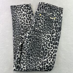 Michael Kors Gray Leopard Print Ladies Pants Size S Pull On Skinny Leg